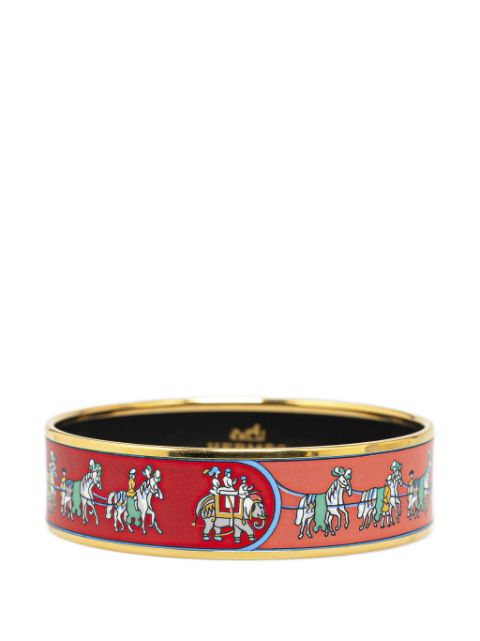 Hermes 20th Century Wide Elephants and Horses Enamel Bangle 65 costume bracelet Women