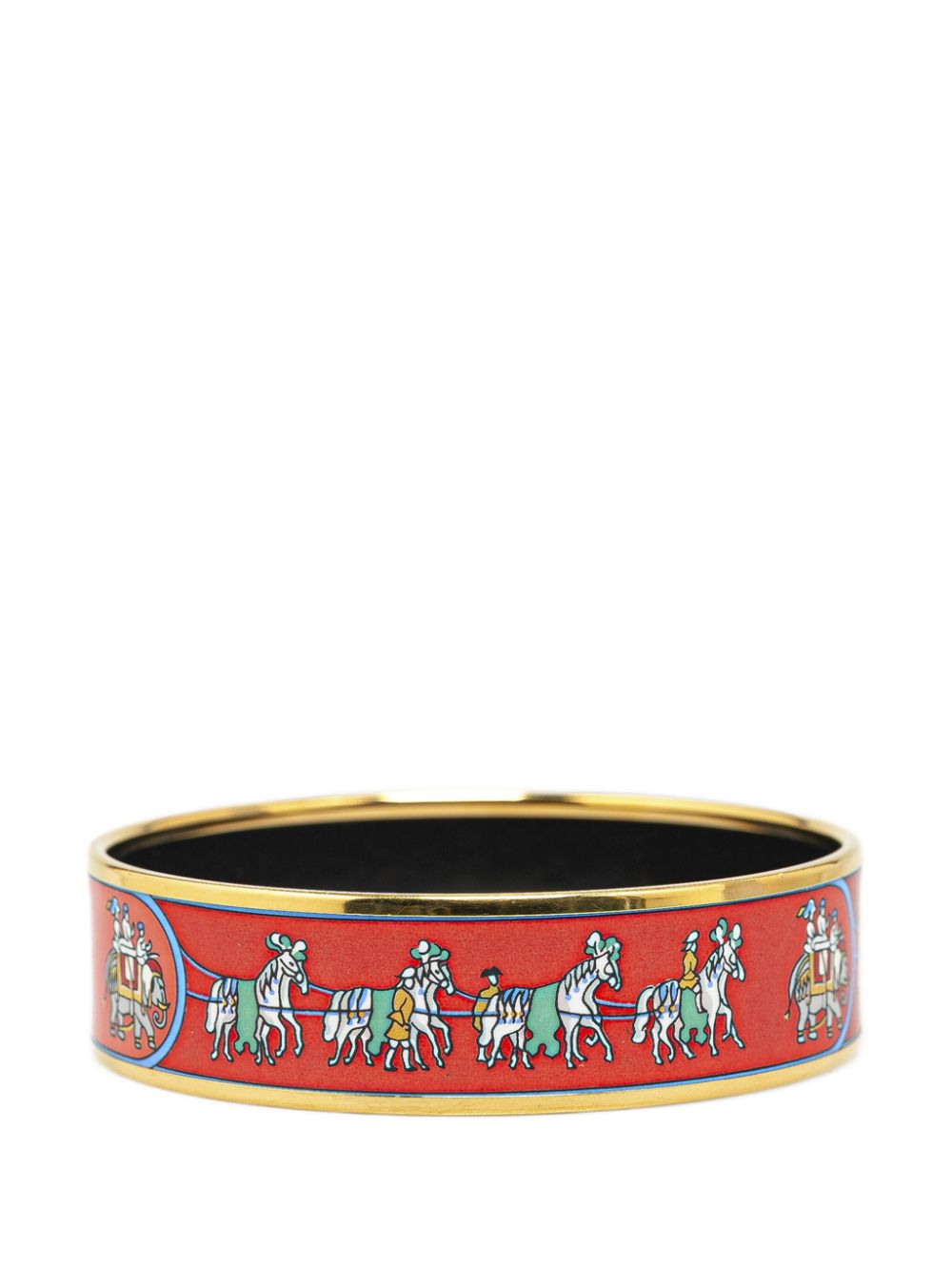 Hermes 20th Century Wide Elephants and Horses Enamel Bangle 65 costume bracelet Women