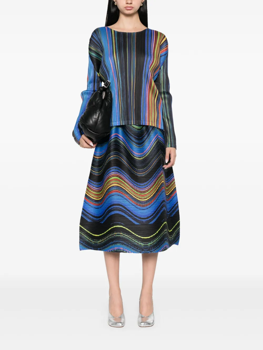 Pleats Please Issey Miyake Warp midi-rok - Zwart