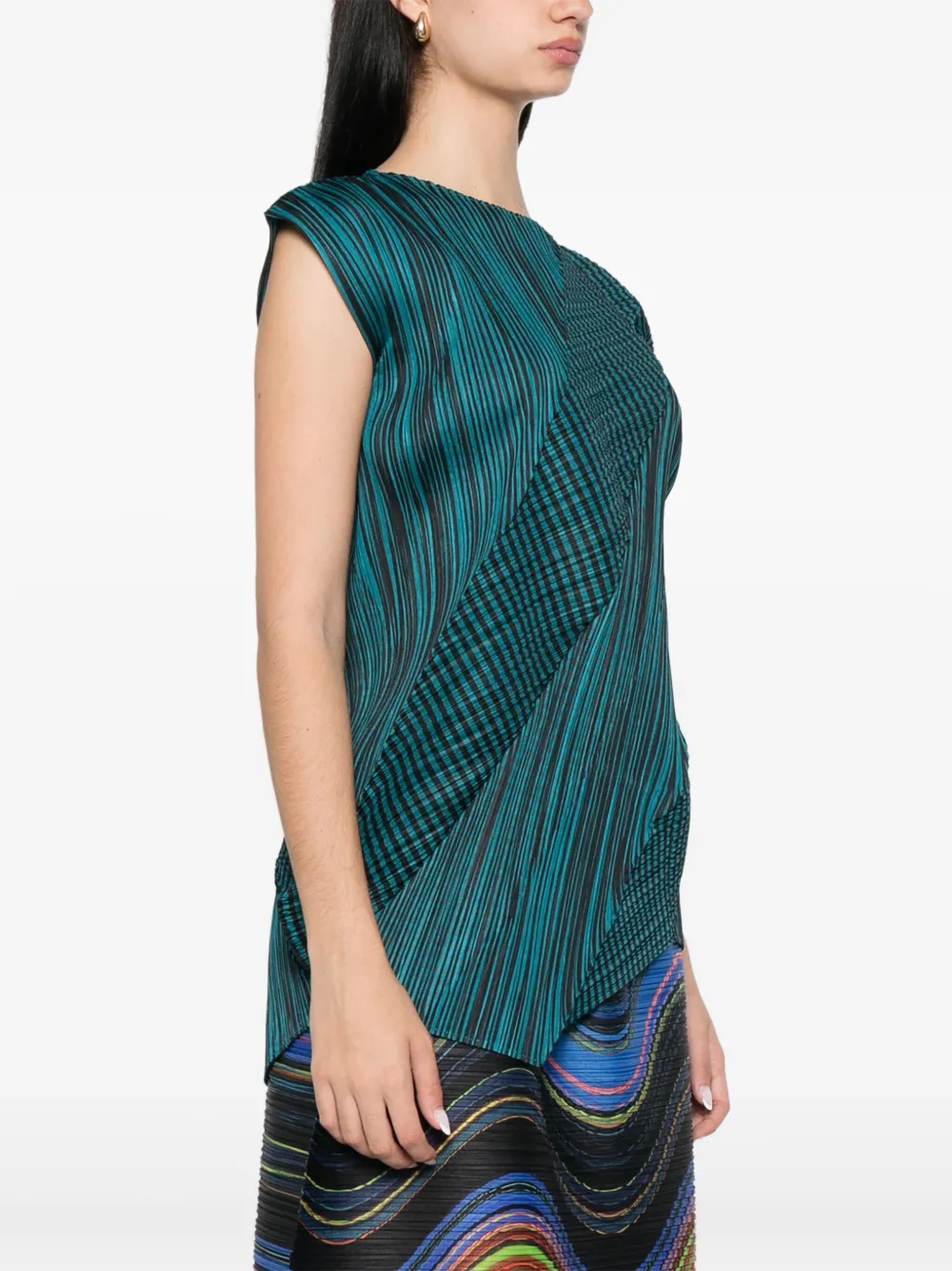 Pleats Please Issey Miyake Top met print Blauw