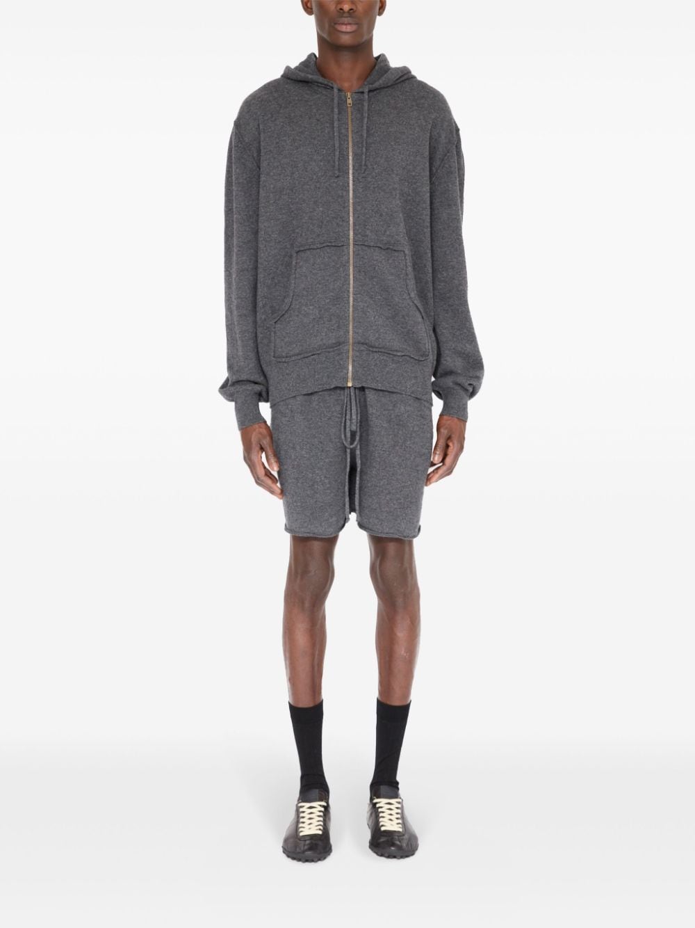 Maison Margiela Geborstelde hoodie met rits - Grijs