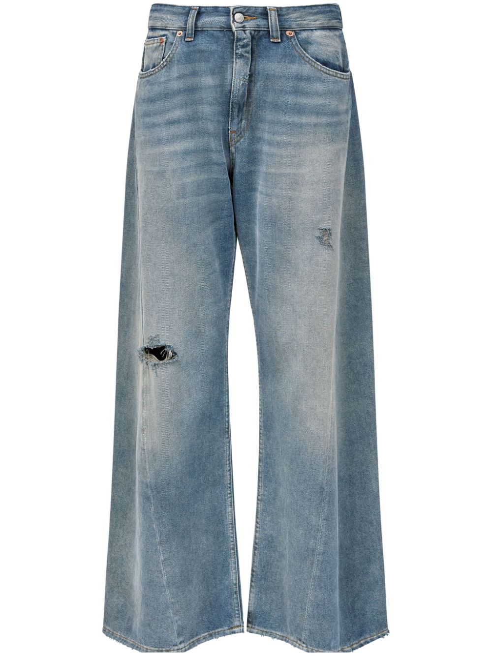 distressed wide-leg jeans