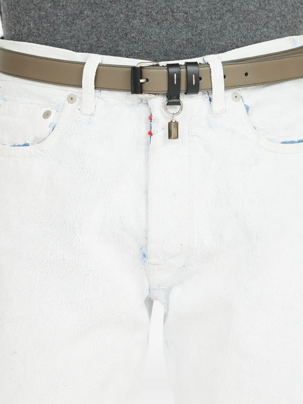 Maison Margiela leather double-buckle belt Bruin