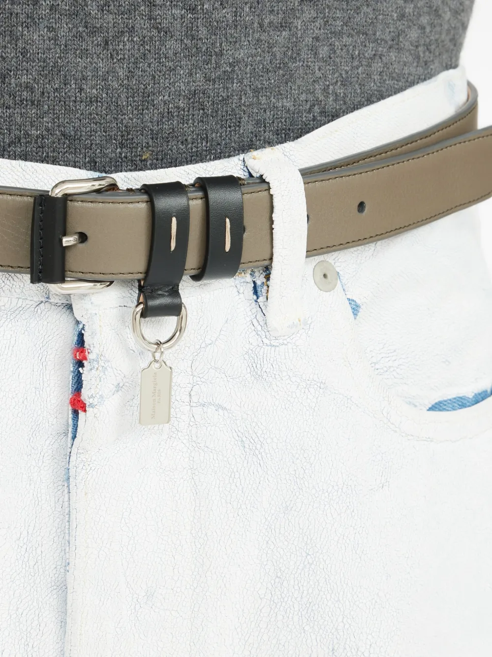 Maison Margiela leather double-buckle belt Bruin