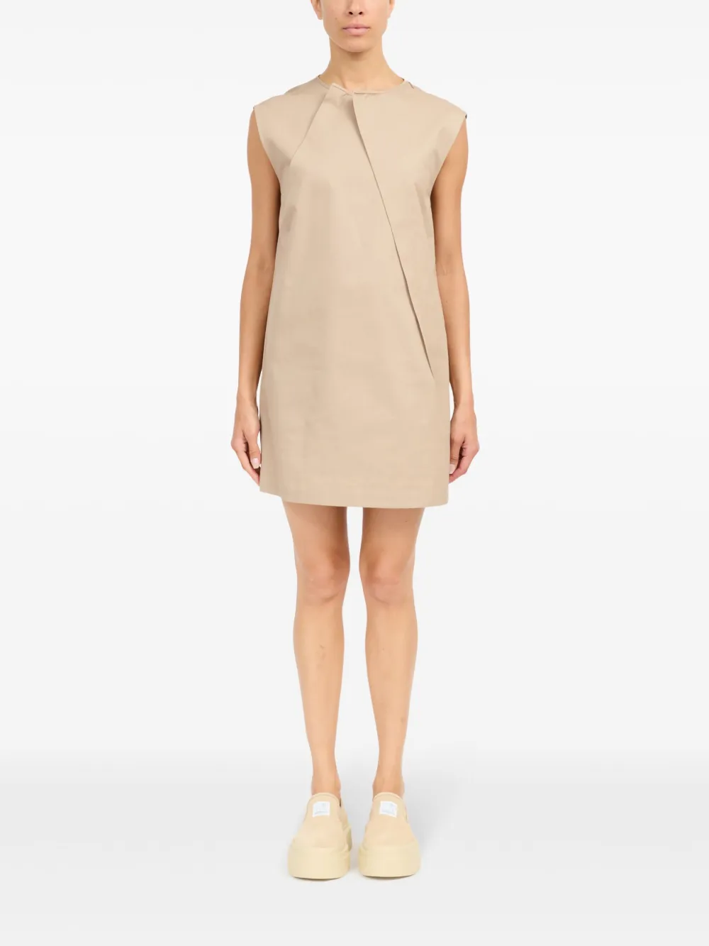 MM6 Maison Margiela Jurk met geplooid detail en kapmouwen - Beige