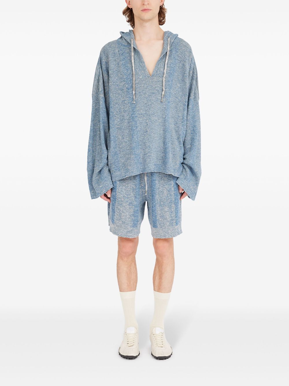 Maison Margiela Trui met capuchon en V-hals - Blauw