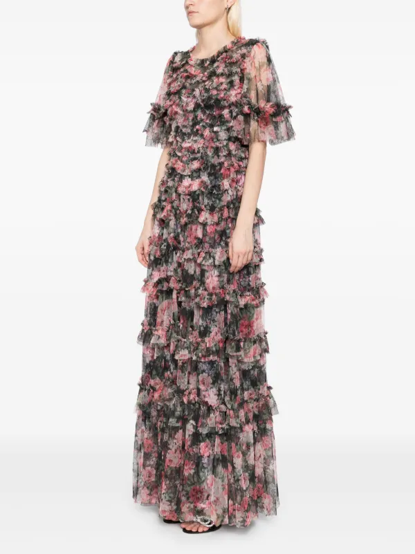 【美品】【Needle & Thread】ロングスリーブドレス Needle & Thread Midnight Dance ラウンドネック ドレス | ブラック