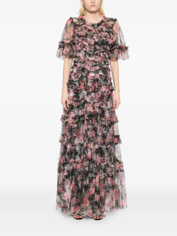 【美品】【Needle & Thread】ロングスリーブドレス Needle & Thread Midnight Dance ラウンドネック ドレス | ブラック