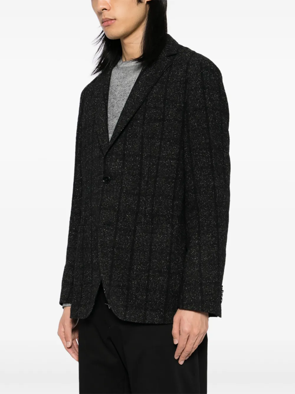 BOSS Gestreepte blazer Zwart