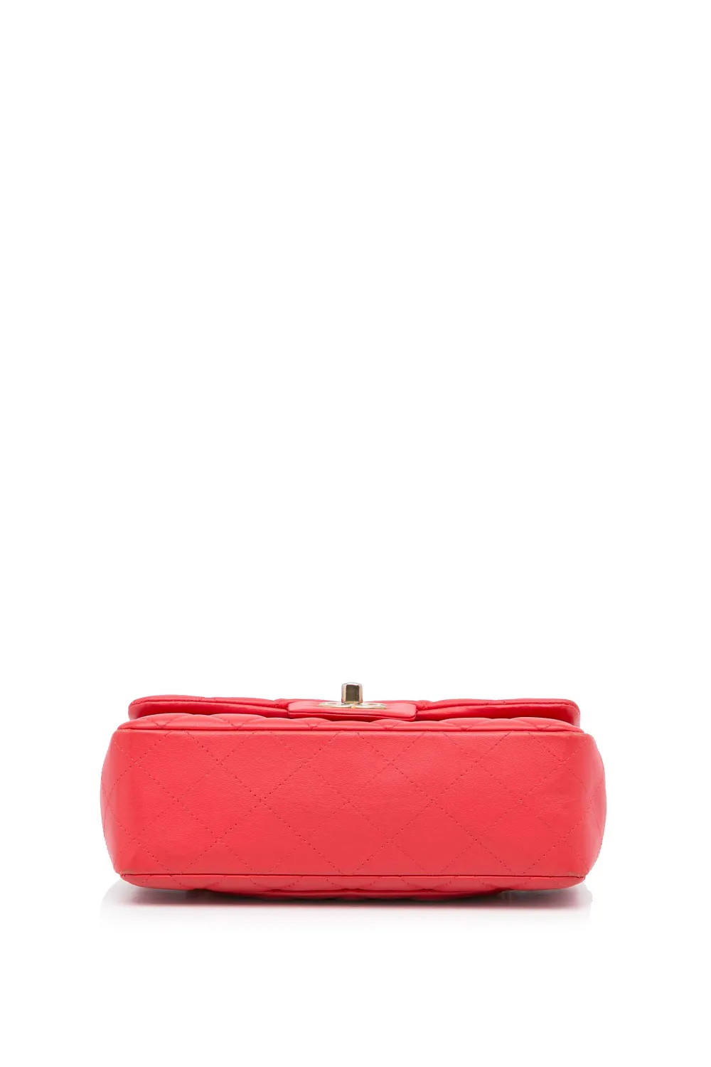 Pre-owned Chanel 2019 Mini Classic Lambskin Rectangular Single Flap Crossbody Bag In 红色