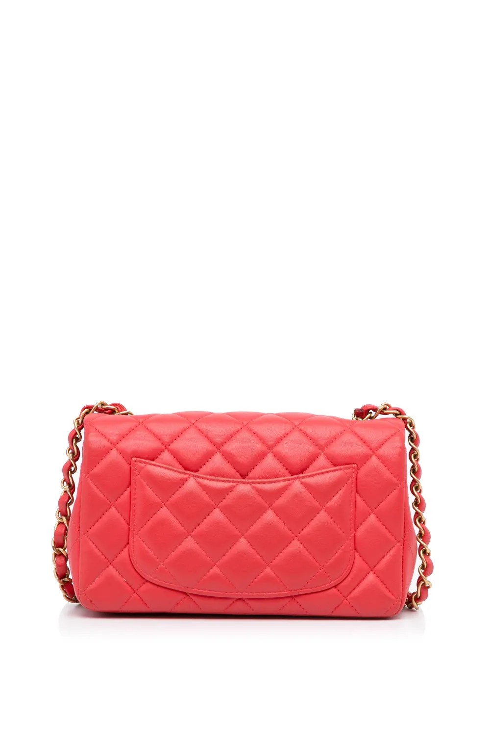 Pre-owned Chanel 2019 Mini Classic Lambskin Rectangular Single Flap Crossbody Bag In 红色