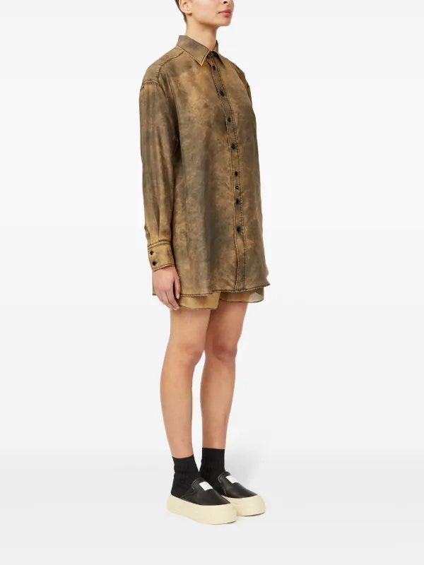【関税＆送料込み】Mm6 Maison Margiela 'Tie Dye' Brown Silk MM6 Maison Margiela tie-dye Shirt | Neutrals | FARFETCH UK