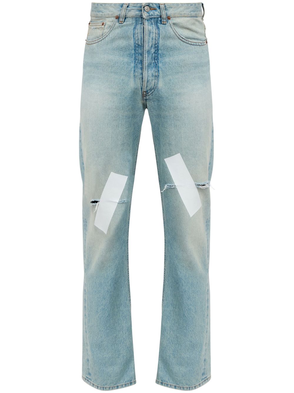 distressed straight jeans