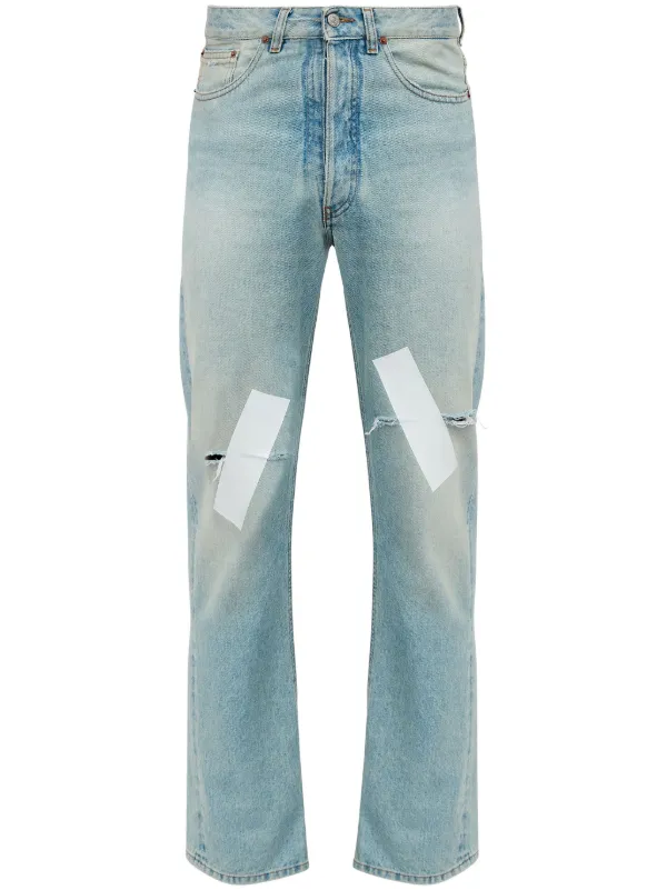 MM6 Maison Margiela ダメージ ストレートジーンズ | ブルー | FARFETCH JP