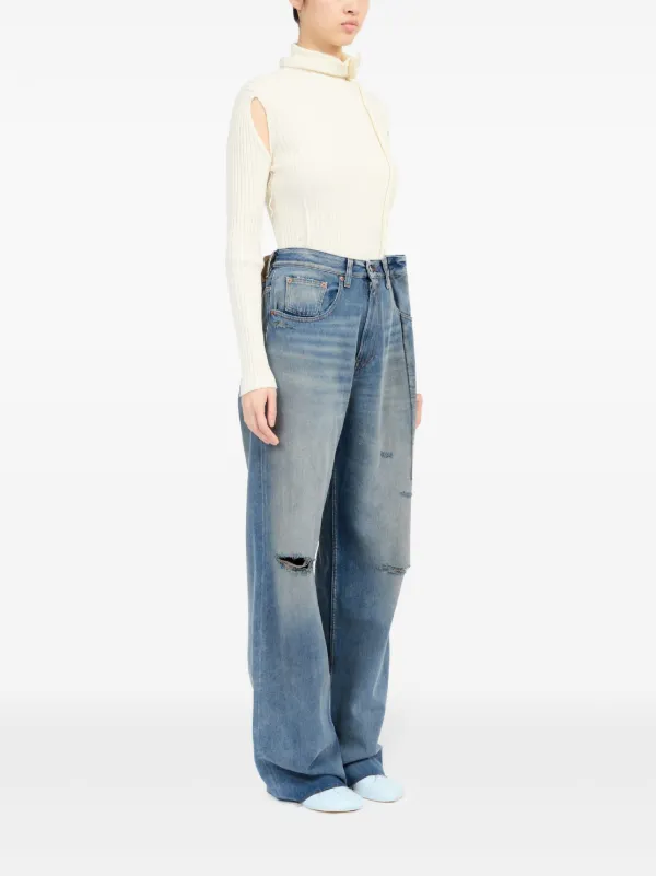 MM6 Maison Margiela Pleated Bootcut Jeans | Blue | FARFETCH MM6 Maison Margiela Pleated Bootcut Jeans | Blue | FARFETCH