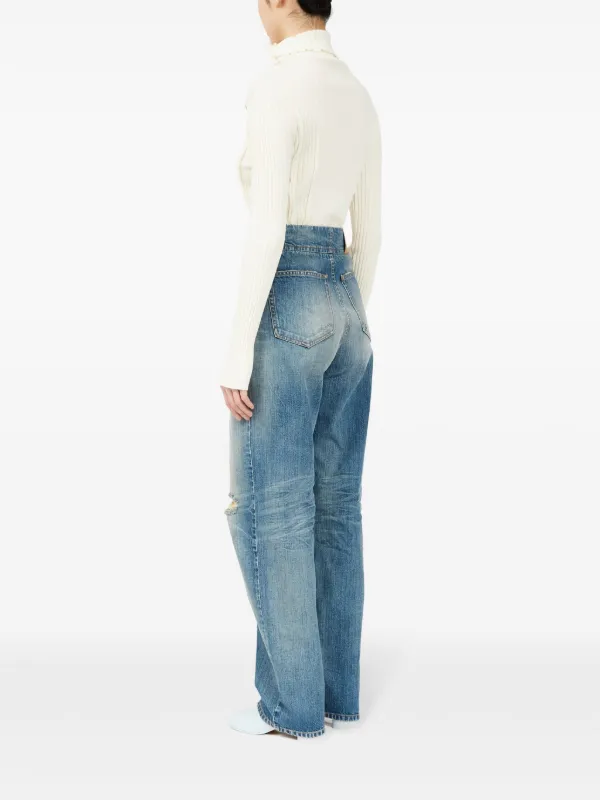 MM6 Maison Margiela ダメージ ストレートジーンズ | ブルー | FARFETCH JP