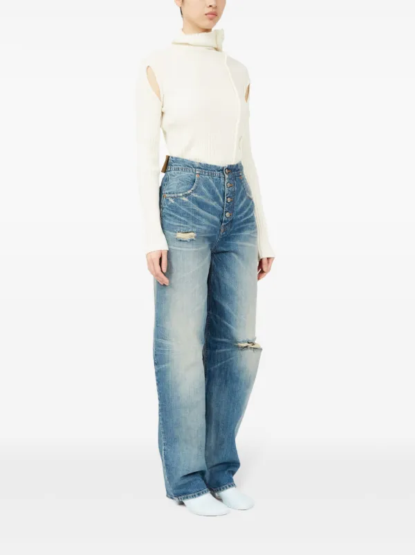MM6 Maison Margiela ダメージ ストレートジーンズ | ブルー | FARFETCH JP