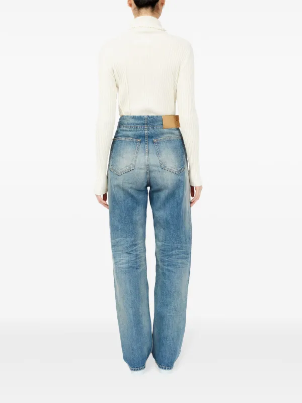 Maison Margiela　ストレートデニム ライトブルー MM6 Maison Margiela ダメージ ストレートジーンズ | ブルー | FARFETCH JP