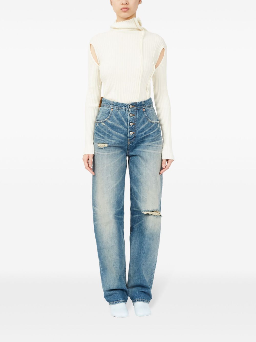 MM6 Maison Margiela Gerafelde jeans - Blauw