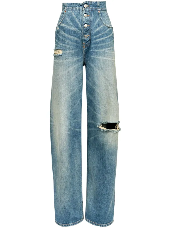 MM6 Maison Margiela ダメージ ストレートジーンズ | ブルー | FARFETCH JP