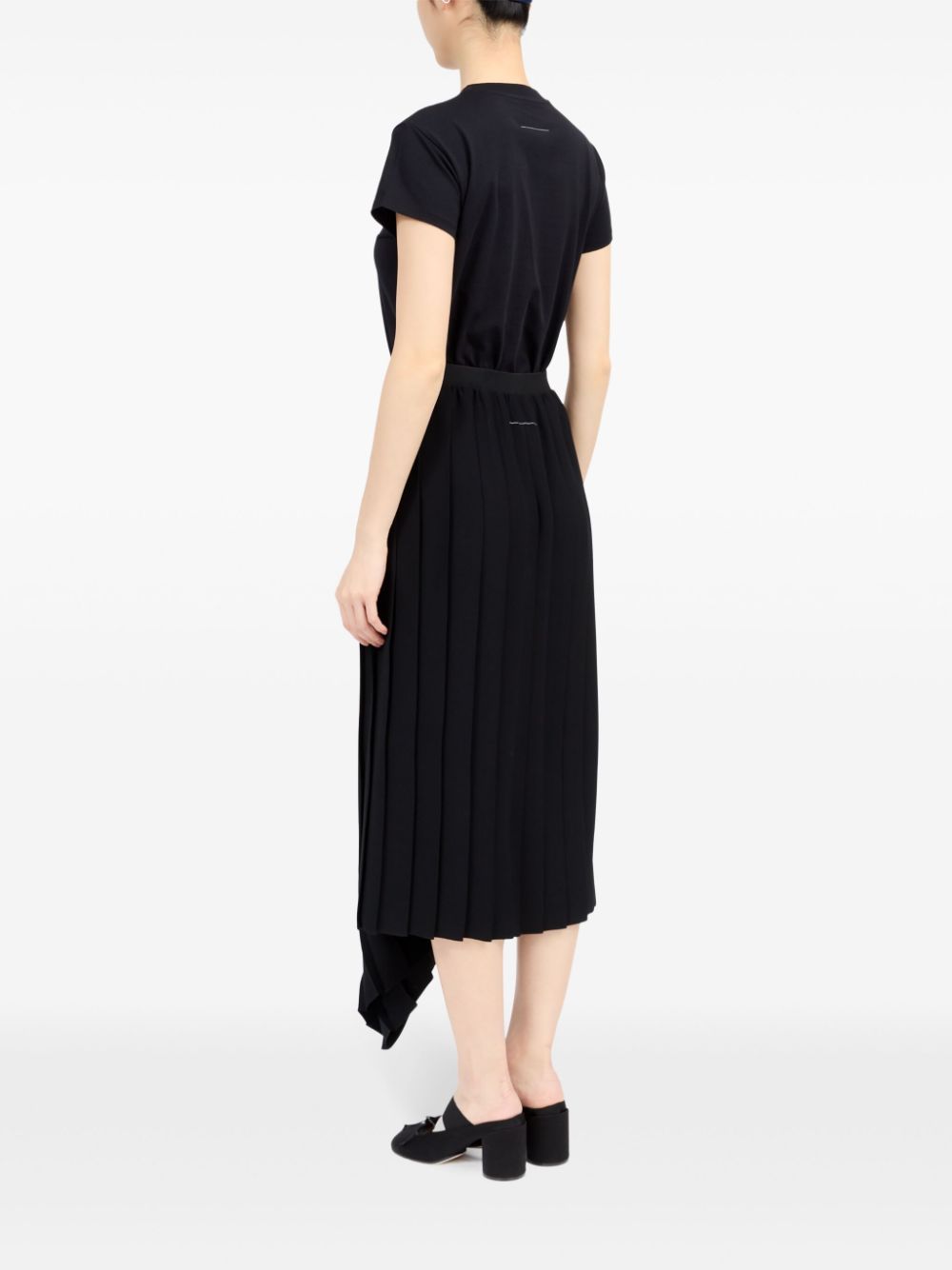 Shop Mm6 Maison Margiela Pleated Midi Skirt In Black