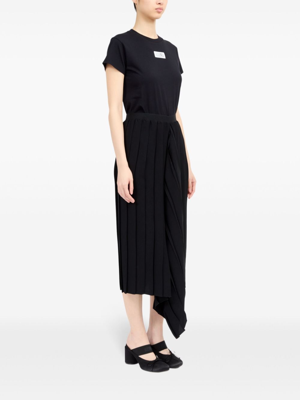 Shop Mm6 Maison Margiela Pleated Midi Skirt In Black