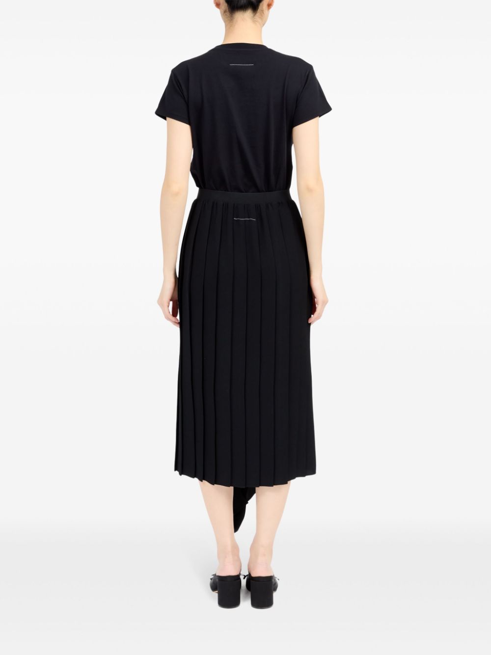 Shop Mm6 Maison Margiela Pleated Midi Skirt In Black