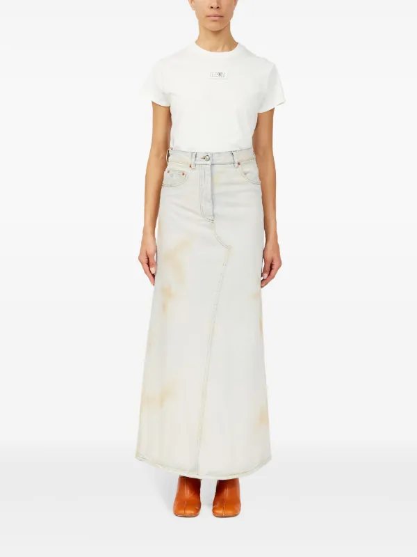 MM6 Maison Margiela ロゴパッチ スカート | ブルー | FARFETCH JP