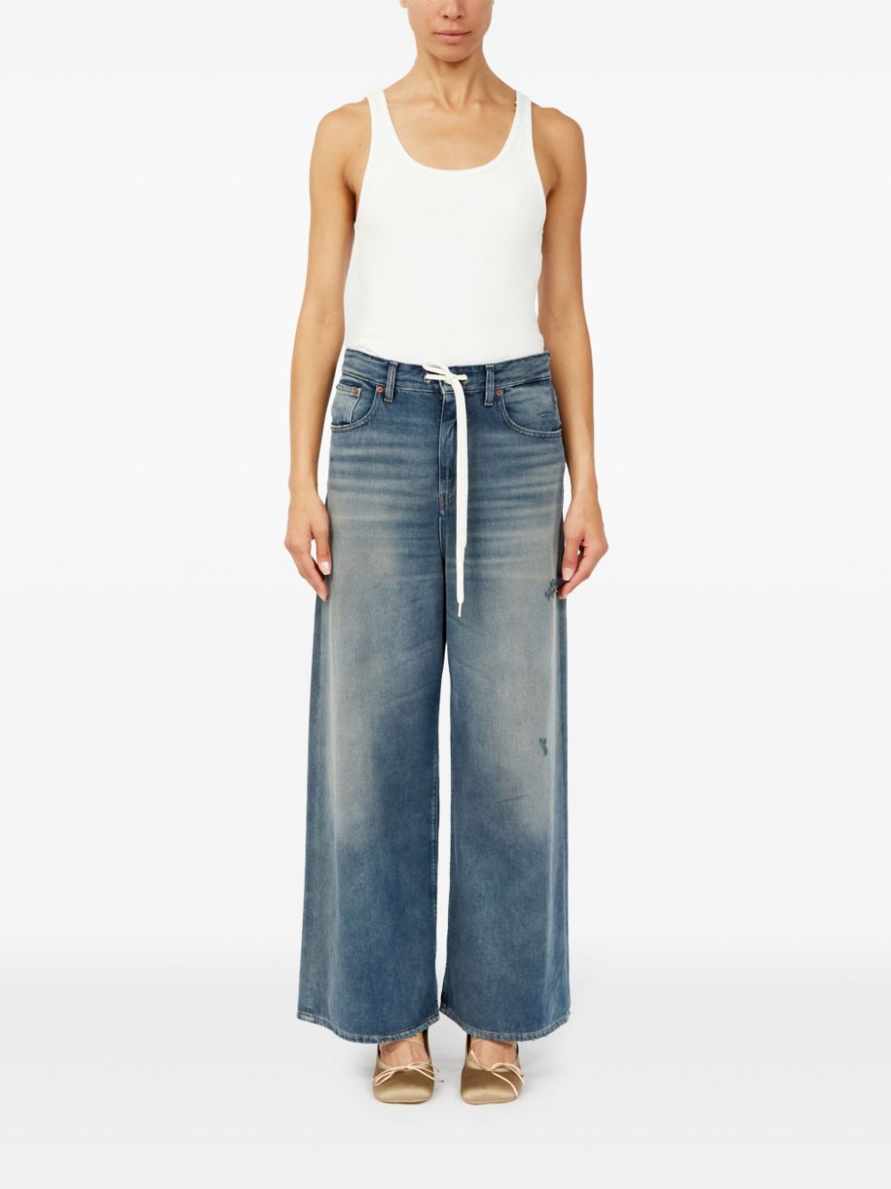 MM6 Maison Margiela Jeans met trekkoordtaille en wijde pijpen - Blauw