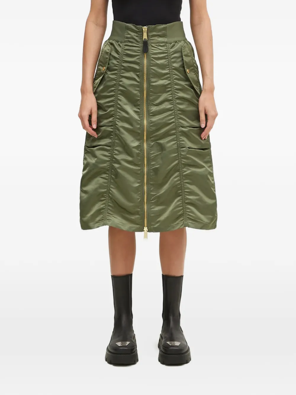 Alpha Industries zip gathered midi skirt - Verde