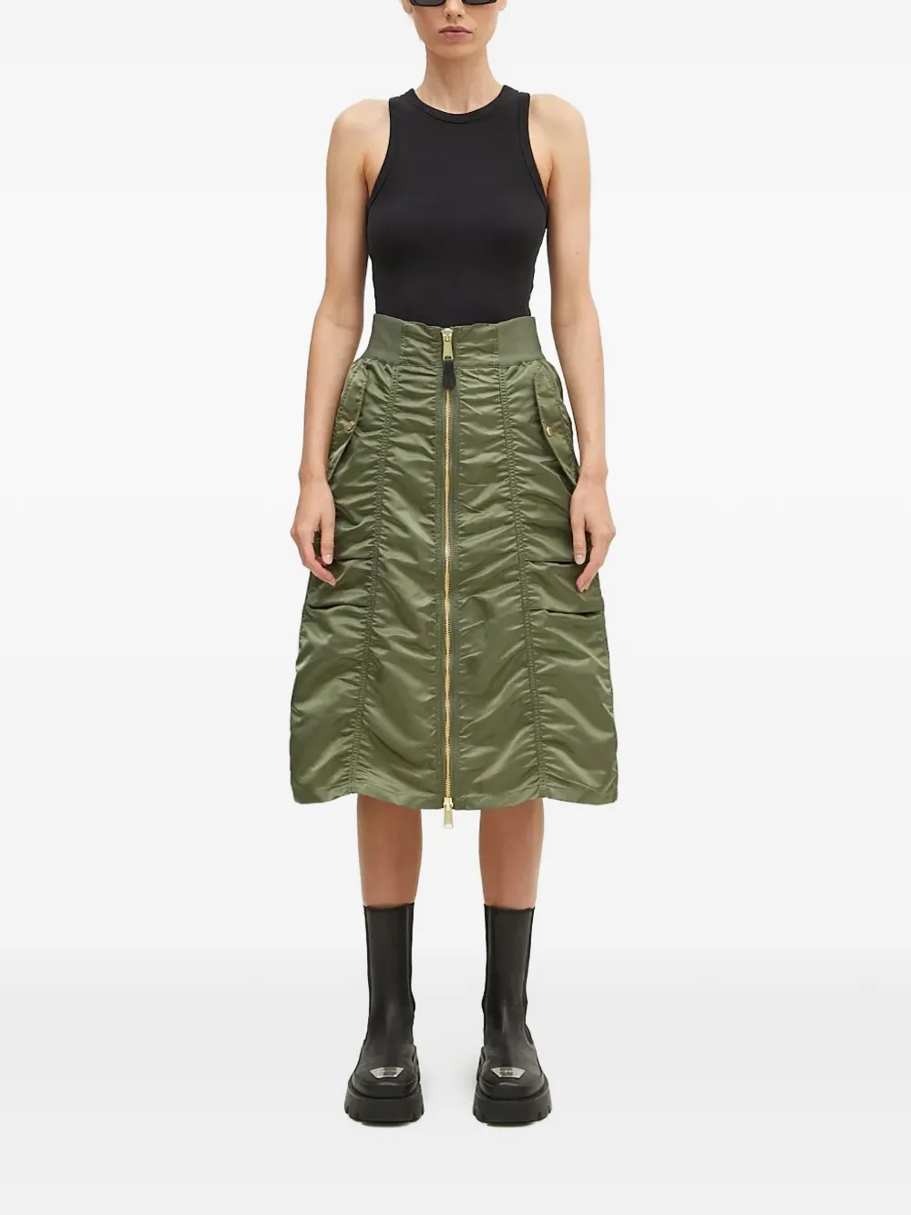 Alpha Industries zip gathered midi skirt - Groen