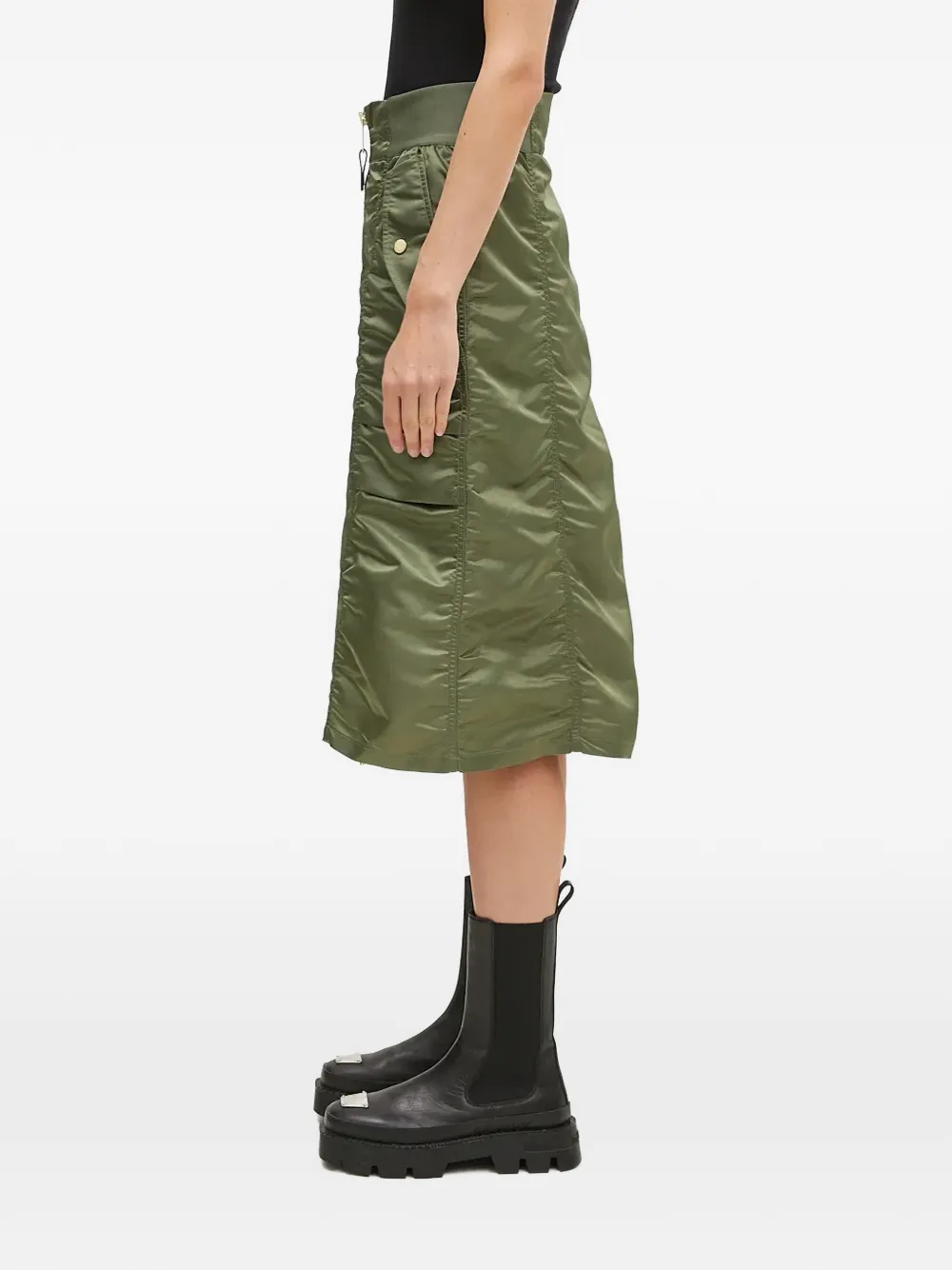  Alpha Industries Zip Gathered Midi Skirt - Green 