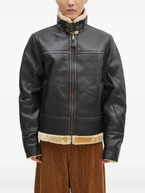 Alpha Industries faux-fur-collar leather jacket