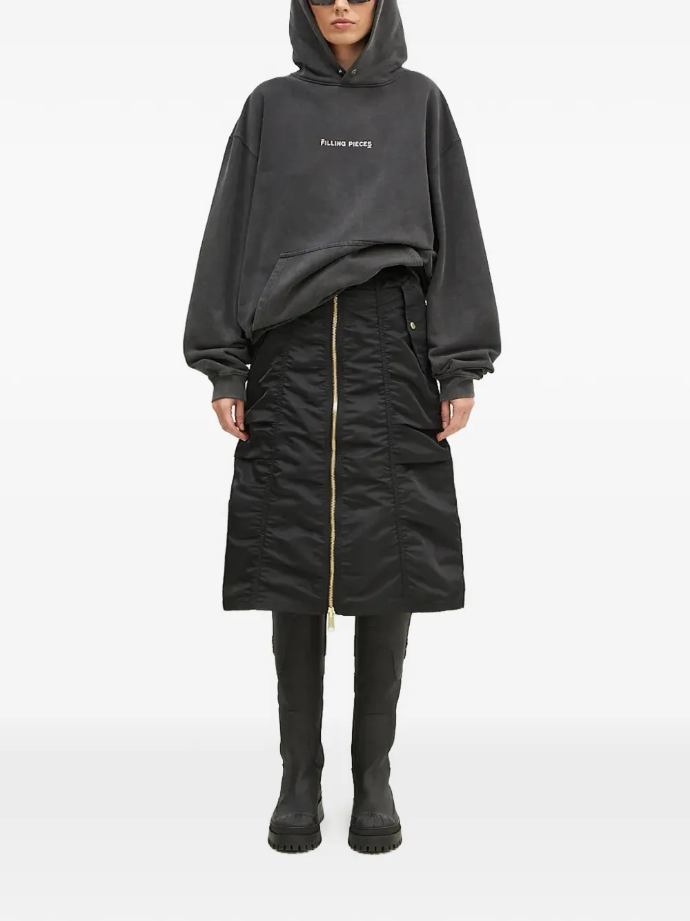 Alpha Industries zip midi skirt - Zwart