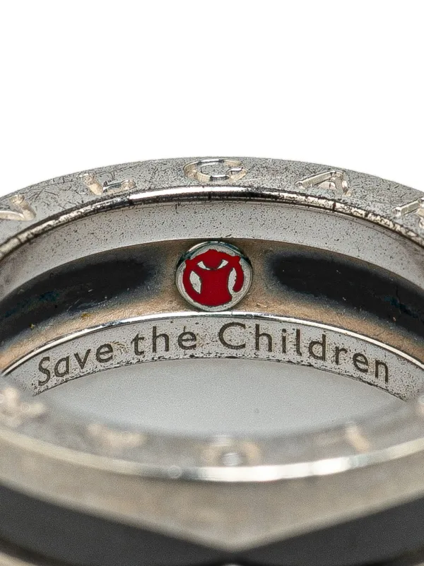 BVLGARI Save the Children シルバーリング サイズ55 BVLGARI/BULGARI SAVE THE CHILDREN 925 SILVER & BLACK CERAMIC