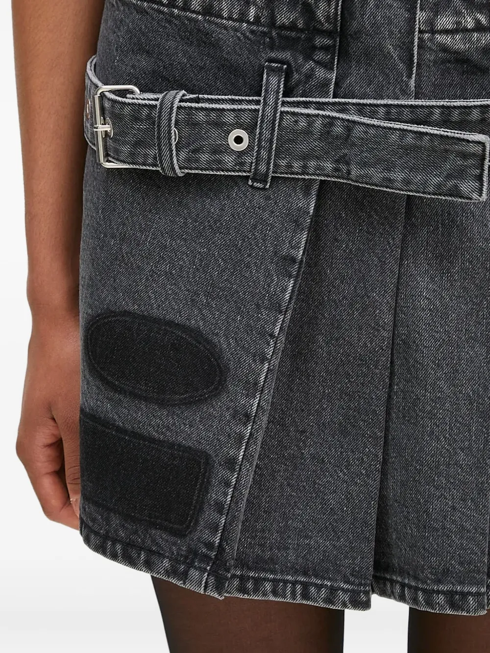AMBUSH pleated belted denim skirt Zwart