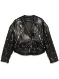 Jacob Lee eyelet-embellished leather jacket - Black