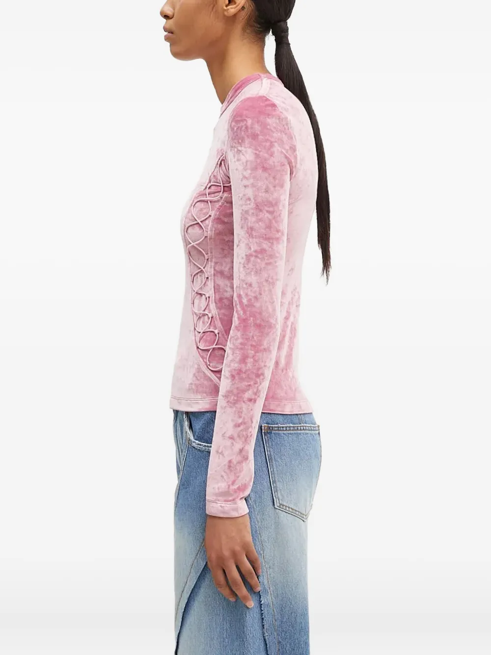 Andersson Bell Fluwelen top met veters Roze