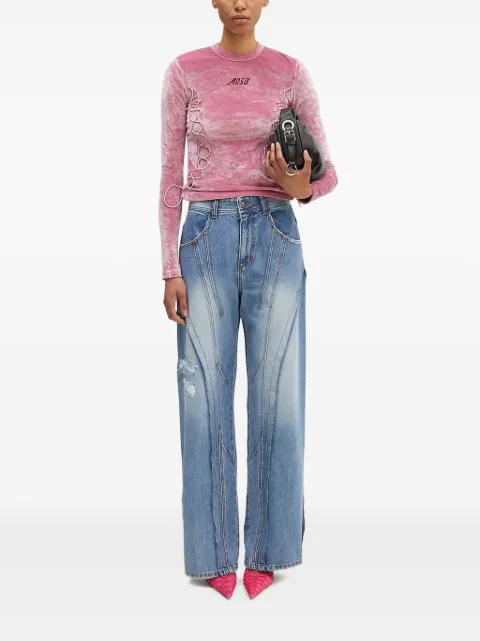 Andersson Bell lace-up velvet top
