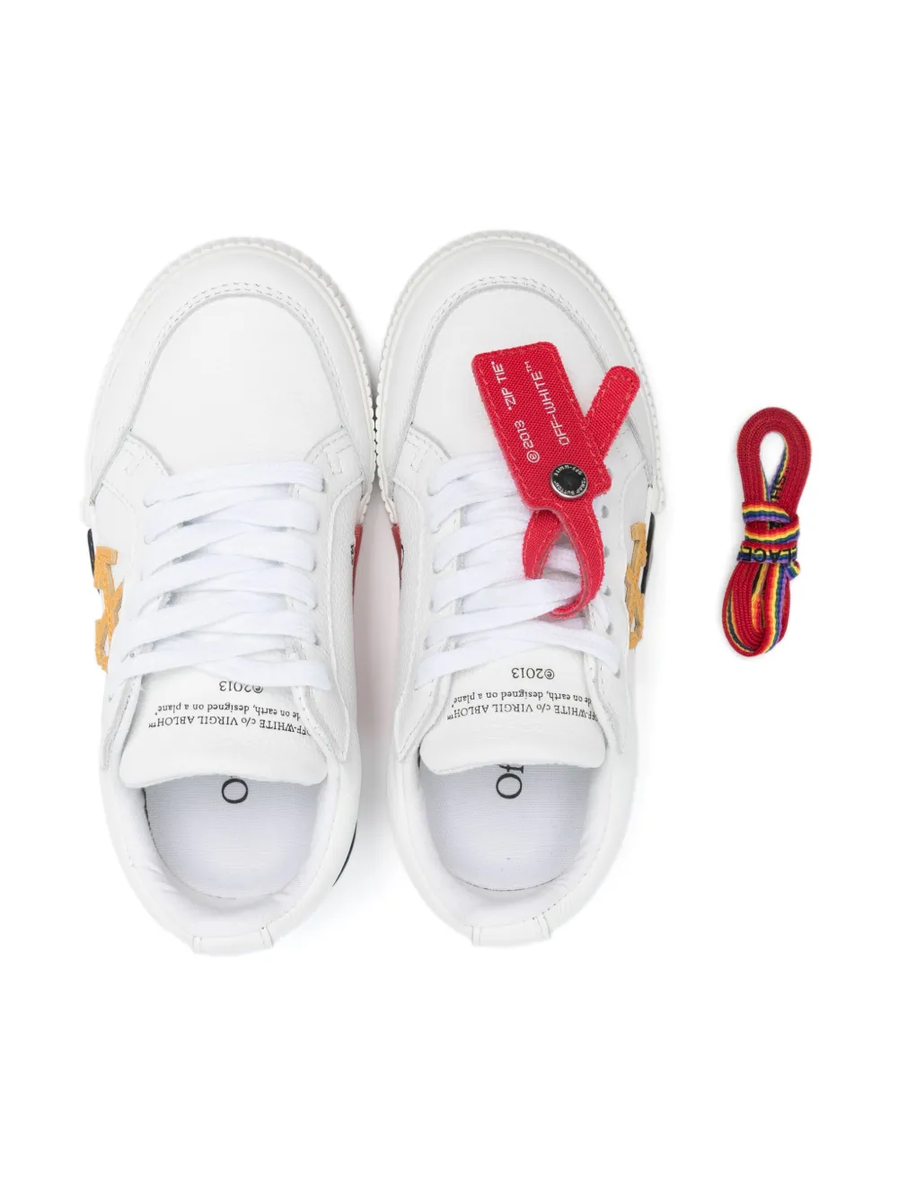 Off-White Kids Vulcanized leren sneakers Wit