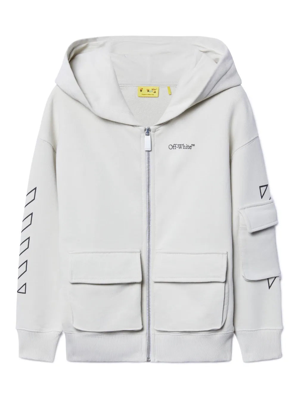 Off-White Kids Bookish ジップアップ パーカー - グレー Off-White Kids Bookish ジップアップ パーカー - グレー