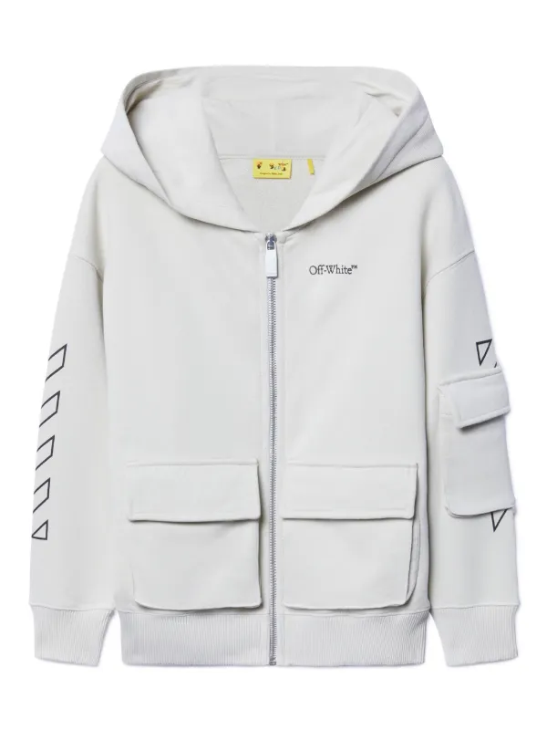 Off-White Kids Bookish zip-up Hoodie Grey FARFETCH