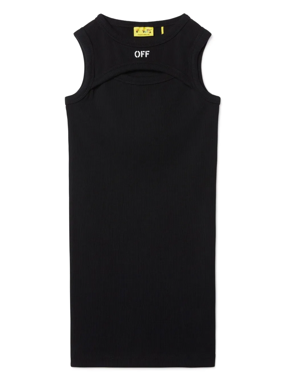 Off-white Off-stamp Ribbed Dress In Black