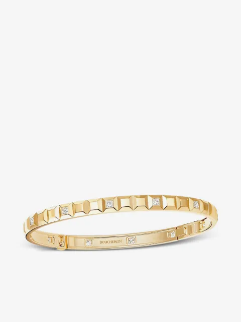 Boucheron 18K gold diamond Clou De Paris bangle