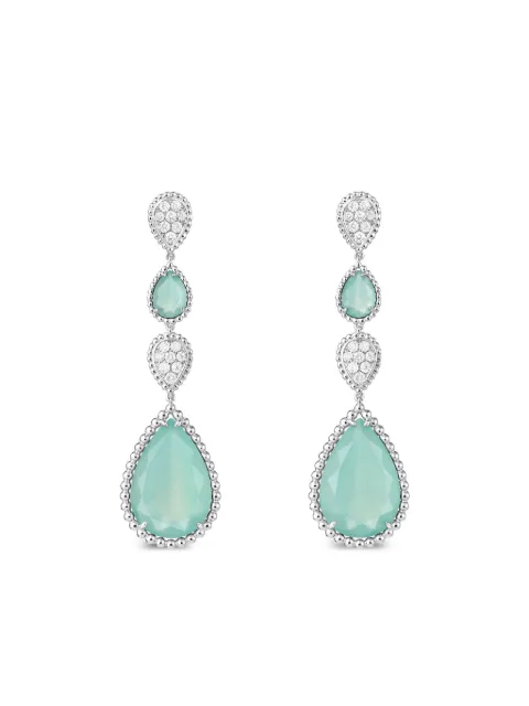 Boucheron 18K white gold Serpent Bohème diamond and aquaprase earrings