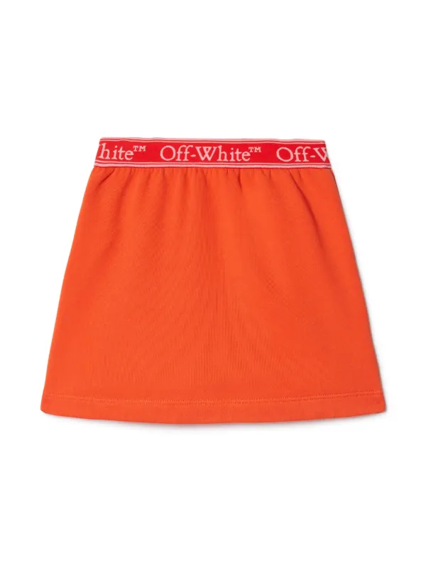 【送料&関税込】Off-White Skirt In Orange Viscose Off-White Kids logo-waistband Skirt | Orange | FARFETCH
