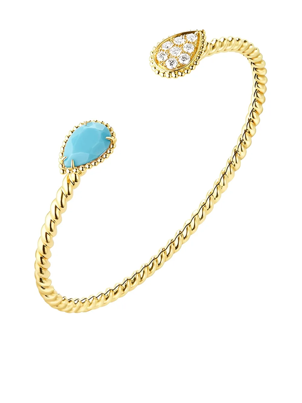 Boucheron ダイヤモンド ターコイズ ブレスレット 18Kゴールド - ゴールドトーン Boucheron ダイヤモンド ターコイズ ブレスレット 18Kゴールド - ゴールドトーン