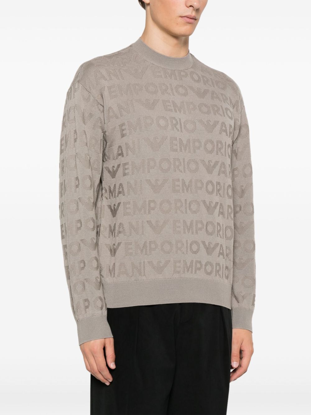 Emporio Armani Sweater met logo jacquard Grijs