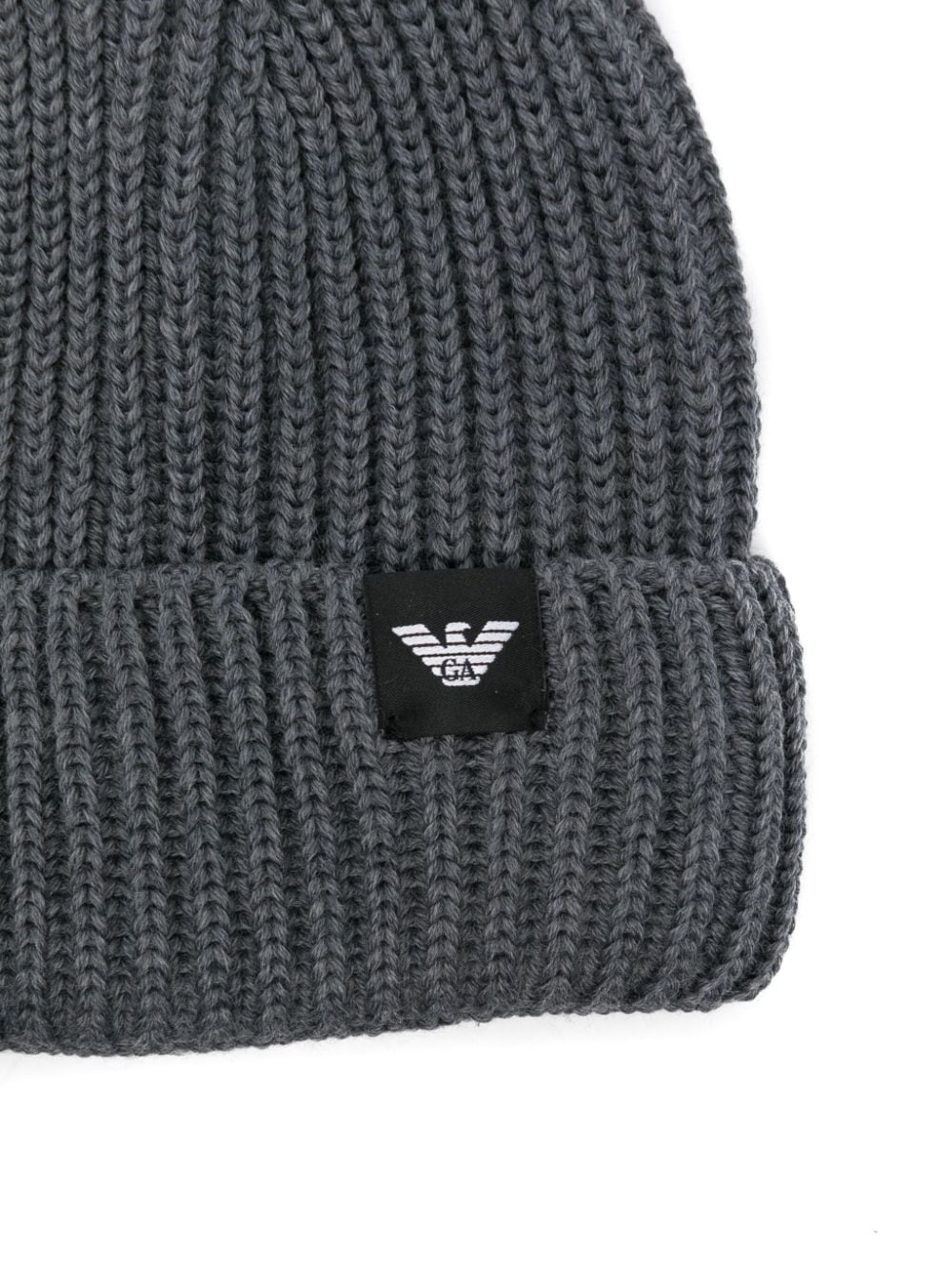 Emporio Armani logo-patch beanie hat - Grijs