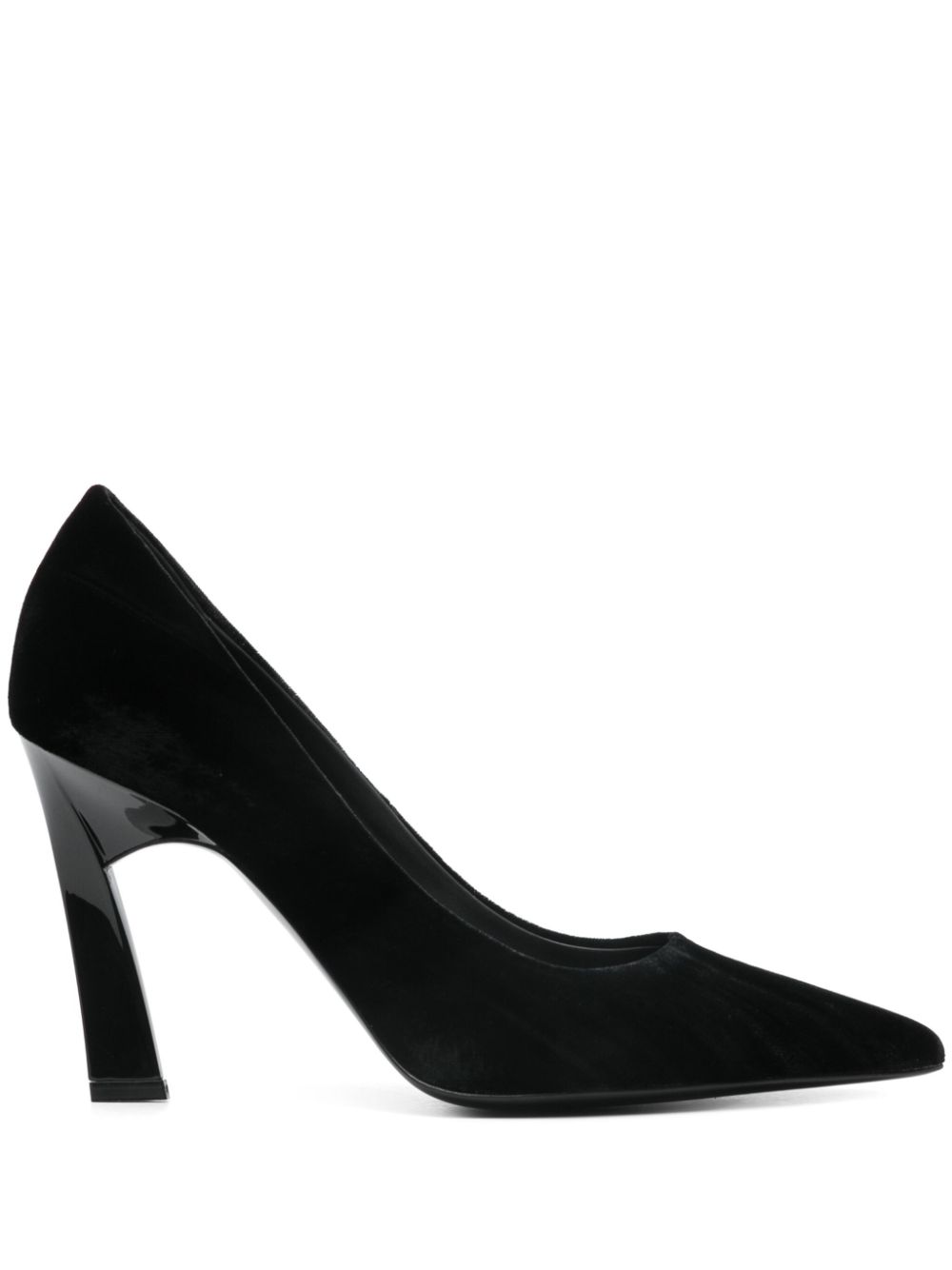 Shop Emporio Armani 95mm Velvet Pumps In Black